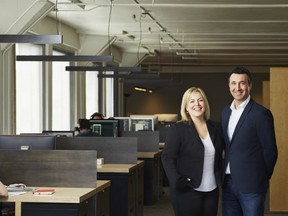 Mireille Côté, president of lg2's Quebec City office and 
Mathieu Roy, president of the Montreal office are two of the new owners who were involved in the management buyout.