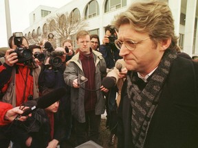 Festival founder Gilbert Rozon leaves the courthouse in Saint-Hyacinthe in March 1998.