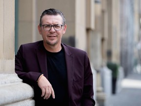 Former NHL player Theo Fleury is seen outside the Centaur Theatre in Montreal on Friday, Oct. 6, 2017. He was in town for the première of Playing With Fire, which is based on his life.