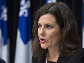 Quebec Justice Minister Stéphanie Vallée at a news conference about Bill 62 on Tuesday: "Nobody will be expelled from public transit, nobody will be refused emergency health care, nobody will be chased out of a public library."