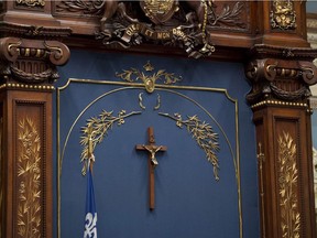 The crucifix inside the National Assembly in Quebec City.