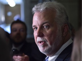 Premier Philippe Couillard. The Quebec Liberals have a long and losing record of trying to appease nationalists, writes Don Macpherson.