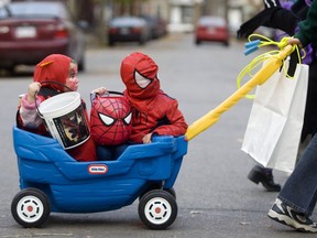 Halloween was mild a decade ago, when this picture of Montreal trick-or-treaters was taken, and it'll be mild Tuesday.