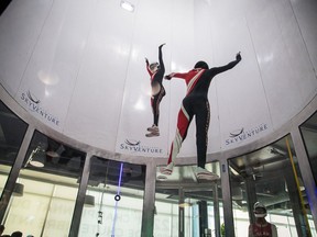 An image from Day 1 of the 2017 World Indoor Skydiving Championship, in Laval, Oct. 18-23, 2017.