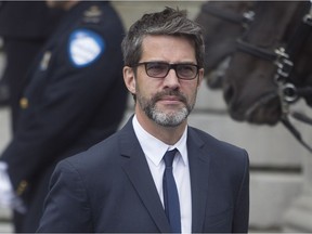 André Boisclair arrives for the funeral of former Montreal mayor Jean Dore in 2015.