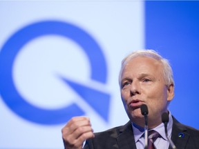 PQ leader Jean-Francois Lisee gives closing remarks at the PQ Policy convention in Montreal, Sept. 10, 2017.