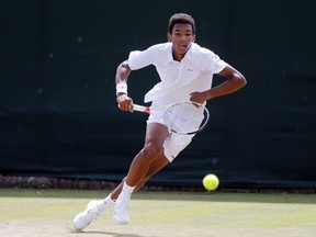 Montreal's Félix Auger-Aliassime, during boys' singles match at Wimbledon in 2016, Auger-Aliasimme went from No. 617 to No. 162 in the ATP rankings after a season in which he won two Challenger level events.