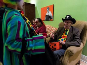 Les Petit Frères (Little Brothers) has been providing support to lonely elders in Montreal for 55 years. Every halloween, the centre opens its doors to trick-or-treaters like 9-year-old Sacha Kantorowski who received  treats on Tuesday, October 31, 2017. (Dave Sidaway / MONTREAL GAZETTE)