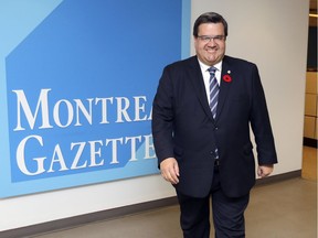 Denis Coderre is seen after meeting with the Montreal Gazette editorial board on Wednesday, Nov. 1, 2017 ahead of the Nov. 5 municipal elections.