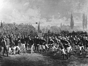 A series of Harvard vs. McGill matches during the 1874-75 academic year, which helped to define modern American football, were more eventful than the Syracuse vs. McGill game of 1921.