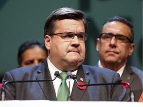 Denis Coderre delivers his concession speech after losing the municipal election for mayor to Projet Montreal's Valerie Plante in Montreal Sunday, Nov. 5, 2017.