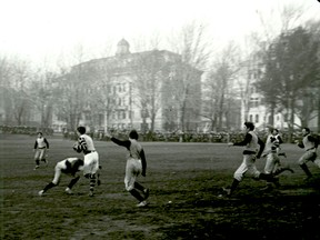 A football game on McGill University campus, about 1900. After a McGill win against the University of Toronto, Nov. 5, 1904, the celebrations turned into a riot and police arrested Kenneth Naylor, a model student caught at the wrong place at the wrong time.