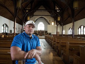 John Tessier at the Westmount church that serves as the Open Door day shelter for the homeless.