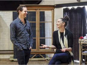 Comedy can be deadly serious, insist actor Andrew Shaver and director Eda Holmes during a break from rehearsing Centaur Theatre's The 39 Steps.