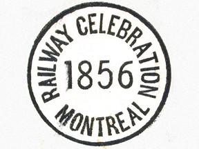 Commercial stamp of Railway Celebration, 1856, Montreal.