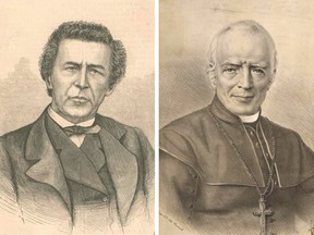 Bishop Ignace Bourget's disdain for the liberal-minded Joseph Guibord (left) continued long after Guibord's death in 1869.