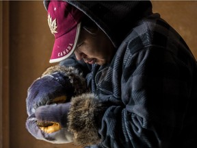 Inuit carver Tommy Kingwatsiak at The Open Door in Montreal, on Monday, Nov. 20, 2017.