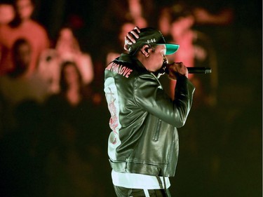 Jay Z performs at the Bell Centre in Montreal Tuesday November 21, 2017.