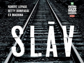 The poster for Robert Lepage and Betty Bonifassi's "theatrical odyssey" SLAV, to world premiere at the 2018 Montreal International Jazz Festival.