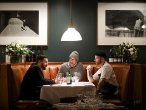 Sommelier/owner Jonathan Cercone, left, chef/owner Stephen Leslie and chef de cuisine Brad Van Dyke at Tavern on the Square in Westmount