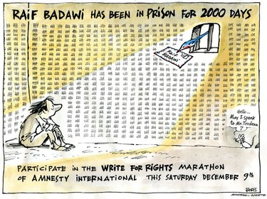 Dec. 8: The imprisonment of Saudi dissident Raif Badawi dragged on.