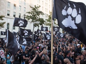 La Meute, a far-right, anti-immigration group, held a rally in Quebec City, Canada, on August 20, 2017.