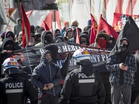 Members of Quebec's far-right groups and anti-fascists staged competing demonstrations in Montreal on March 4, 2017.