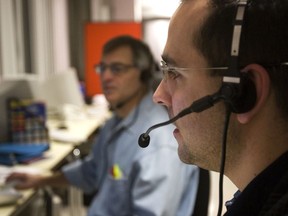 The Operation Nez Rouge command centre, where volunteers receive calls from people looking for a safe ride back home.