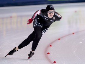 Canada's Ivanie Blondin in action during the women's 5000 m event of the speed skating World Cup, in Stravanger, Norway, Sunday, Nov. 19, 2017.