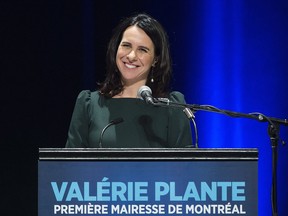 Valerie Plante,

Valerie Plante speaks to supporters after being elected mayor of Montreal on municipal election night in Montreal, Sunday, November 5, 2017. THE CANADIAN PRESS/Graham Hughes ORG XMIT: GMH116
Graham Hughes,