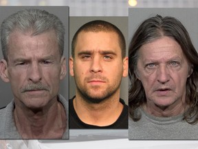Montreal police were seeking Éric Demers, centre, who is a suspect in a robbery case also involving Gérard Ménard (left) and Claude Joly. Demers was arrested Jan. 31, 2018.