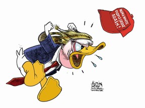 Donald Trump as Donald Duck.