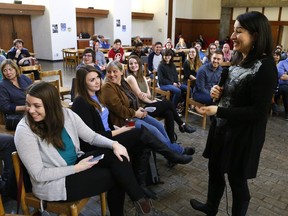 Peterborough-Kawartha MP Maryam Monsef and the Minister of Status of Women introduces the event at the Trent Computer Science SocietyÕs (TCSS) Women in STEM showcase on Tuesday March 28, 2017 at Trent University's Great Hall in Peterborough, Ont. Women are not over-represented in STEM fields, writes Travis LaCroix. Clifford Skarstedt/The Examiner