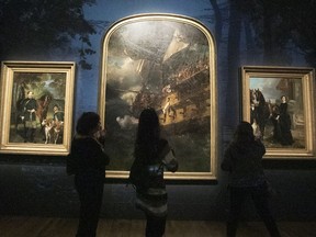 Art-lovers walk through the Belle Epoque salon in the Michal and Renata Hornstein Pavilion for Peace at the Montreal Museum of Fine Arts in early 2017.