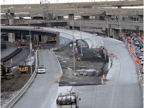 Highway 20 West ramp from Décarie South nears completion as part of the Turcot Interchange project on Monday, Nov. 20, 2017.