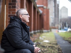 Robert (Bobby) Vaughn, outside The Open Door, a place that sheltered and helped him get sober, in Westmount.