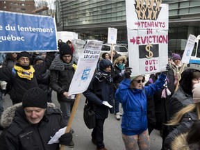 Evicting someone who is already struggling to make ends meet only reinforces the cycle of poverty, housing advocates say. A protest in Montreal on Thursday was part of a province-wide campaign.