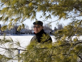 Akwesasne District Chief Joe Lazore stands near the white pine at Kelso Park in Ste-Anne-de-Bellevue.
