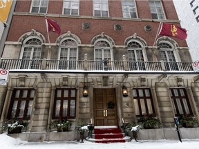 University Club in Montreal, as seen from the main entrance on Mansfield St.