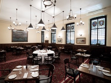 The former billiards room is now a dining room on the second floor of the University Club of Montreal. The club's venerable Mansfield St. building is for sale; members will move temporarily to the Saint James Club.