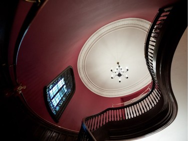 A view up the gracious main stairwell at the University Club of Montreal in Montreal on Tuesday December 19, 2017.