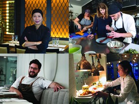 Clockwise from top left: Vilay Douangpanya of Pick Thai; Geneviève Rouleau, Sophie Duchastel de Montrouge and Jérémy Daniel-Six of Bistro Rosie; Stéphanie Audet of LOV; Liam Hopkins of Hopkins.