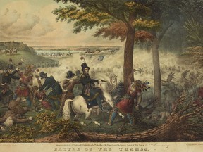 The War of 1812 Battle of the Thames, on Oct. 5, 1813, was a disaster for British general Henry Proctor and the men he led, including Shawnee chief Tecumseh, who died that day.