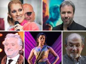 Clockwise from top left: Céline Dion, Denis Villeneuve, Salman Rushdie, Anita Majumdar, Gilbert Rozon.