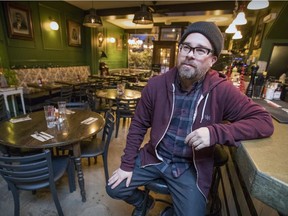 Owner Alex Bastide in his L'Gros Luxe restaurant in Montreal's Plateau Mont-Royal district Friday December 22, 2017.  After a protracted legal battle with the Régie des alcools des courses et des jeux, Bastide is being forced to close the doors of his St-André St. location for a month. He says it's not worth it and plans to close the business.