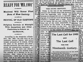 Montreal Gazette, Dec. 31, 1900: an article, an editorial and an advertisement make reference to the 20th century beginning on Jan. 1, 1901.