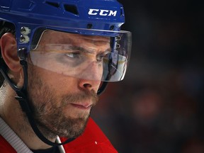 Canadiens defenceman Shea Weber waits for a faceoff during game against the Flyers at the Wells Fargo Centre in Philadelphia on Feb. 2, 2017.