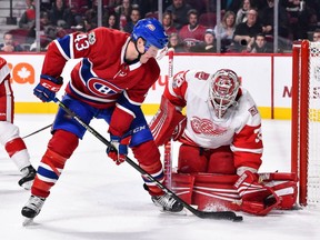 "You look at where the goals are scored in any league and it’s kind of right around the net," says Canadiens' Daniel Carr, who parked himself in front of Wings' Jimmy Howard during December game.