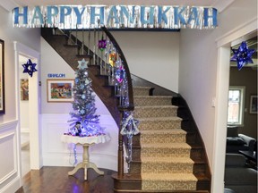 Hanukkah decorations in the main hallway at Shari Urman's home in Dollard-des-Ormeaux.