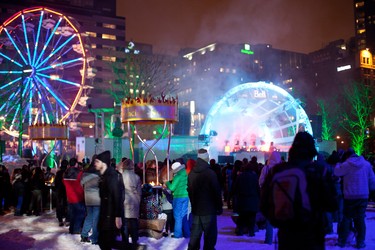 Place des Festival is transformed during Montréal en Lumière.